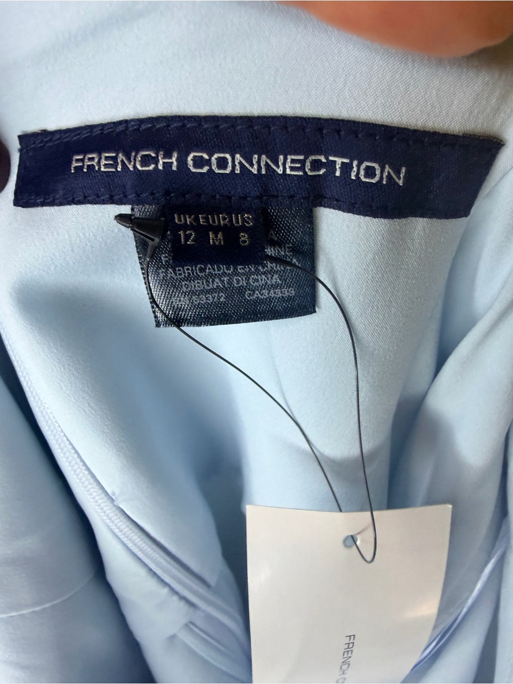 French Connection Whisper Belted Straight Neck Dress Light Dream Blue Size 8 NWT - Picture 15 of 16